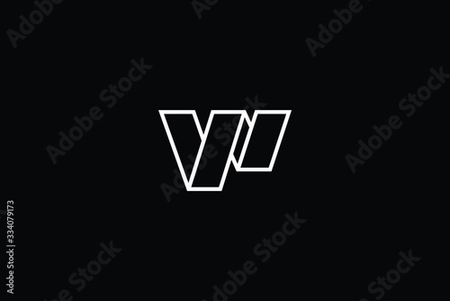 Minimal elegant monogram art logo. Outstanding professional trendy awesome artistic W WV WN NW VN NV initial based Alphabet icon logo. Premium Business logo White color on black background