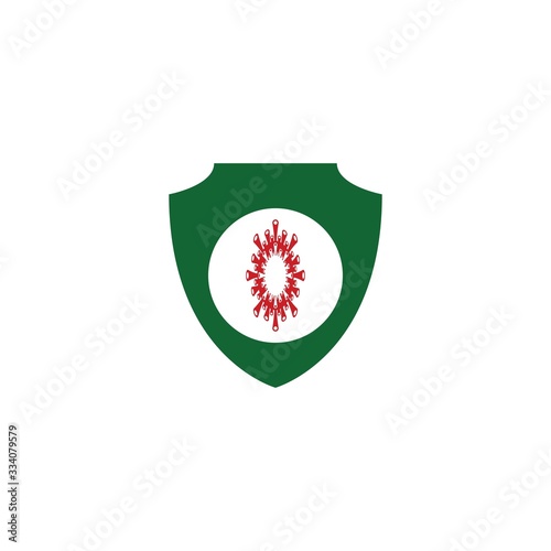 Shield for stop virus, bacteria, germs and microbe icon isolated on white background. Antibacterial and antiviral defence, protection infection. Vector Icon Illustration