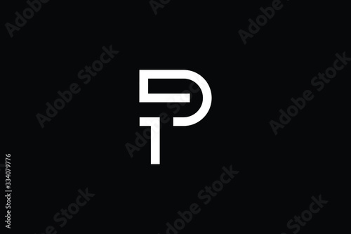 Minimal elegant monogram art logo. Outstanding professional trendy awesome artistic PT TP initial based Alphabet icon logo. Premium Business logo White color on black background