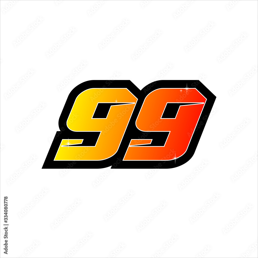 Vector racing number 99, start racing number, sport race number