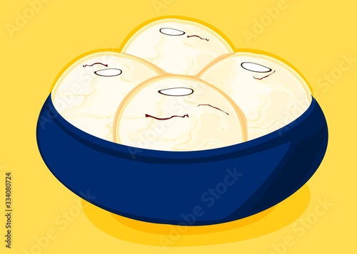 Rasgulla Bengali indian Sweet Dish Food Vector