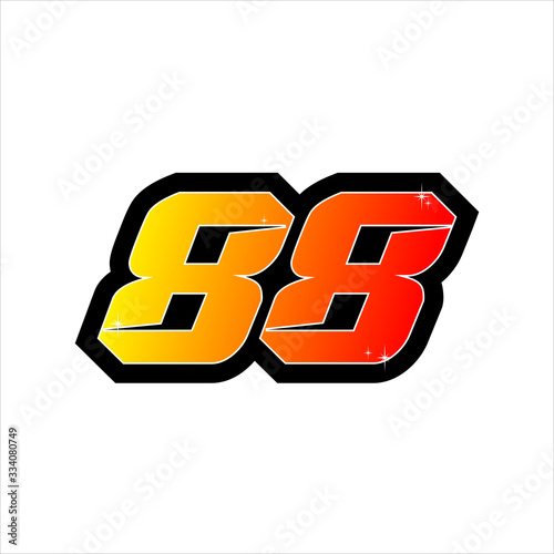 Vector racing number 88, start racing number, sport race number isolated on white background