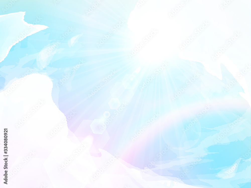 虹色の空と太陽と虹の背景イラストstock Vector Adobe Stock