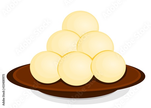 Rasgulla Bengali indian Sweet Dish Food Vector