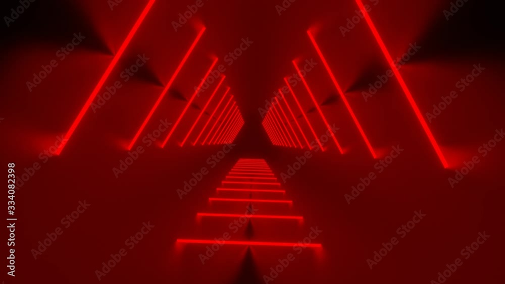 3d render abstract background red light neon, seamless loop spinning around