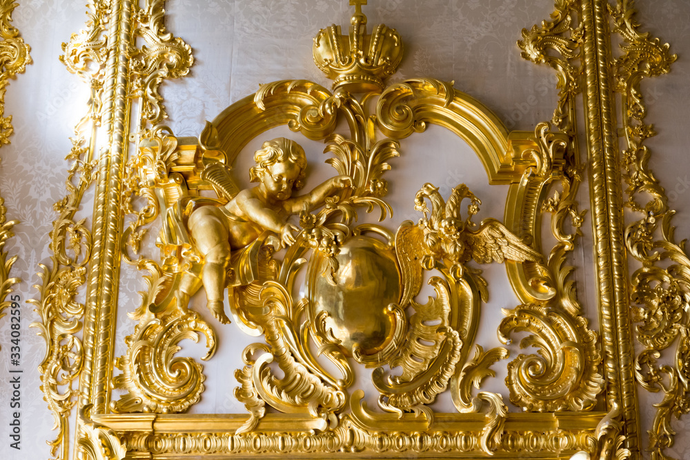 Tsarskoe selo. Interior of the Catherine Palace. Elements of interior decoration of the Palace halls