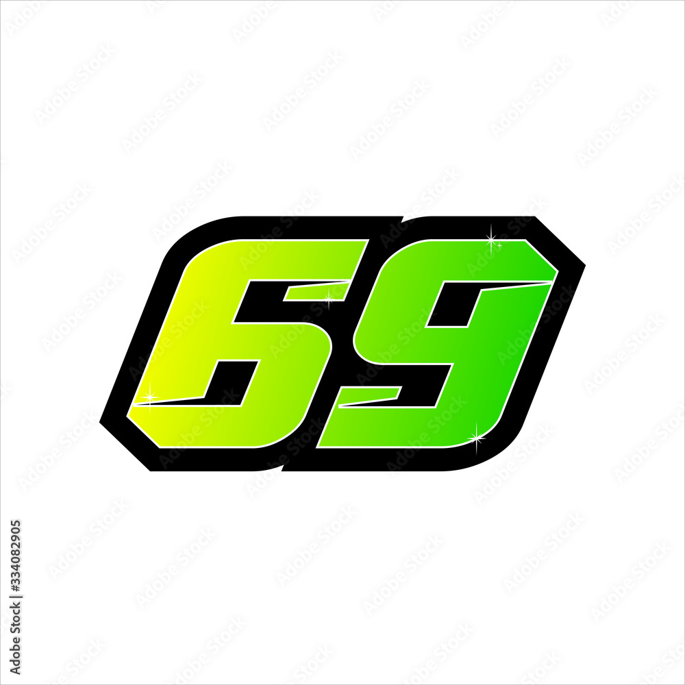 Vector Racing number 69, start racing number, sport race number with ...