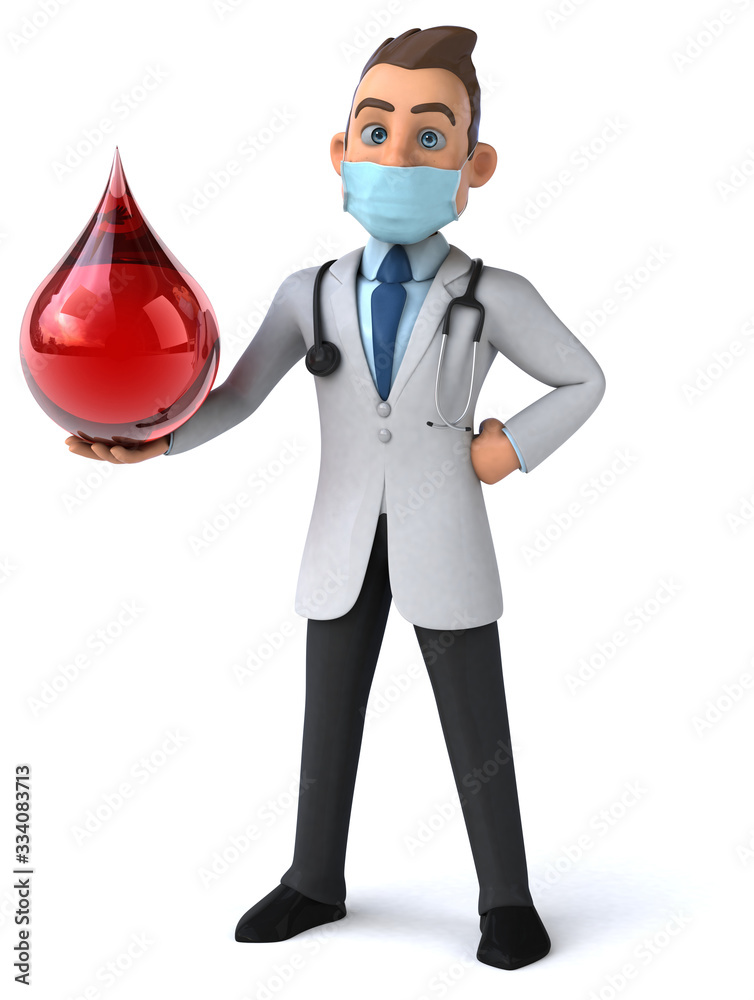 3D illustration of a cartoon character with a mask