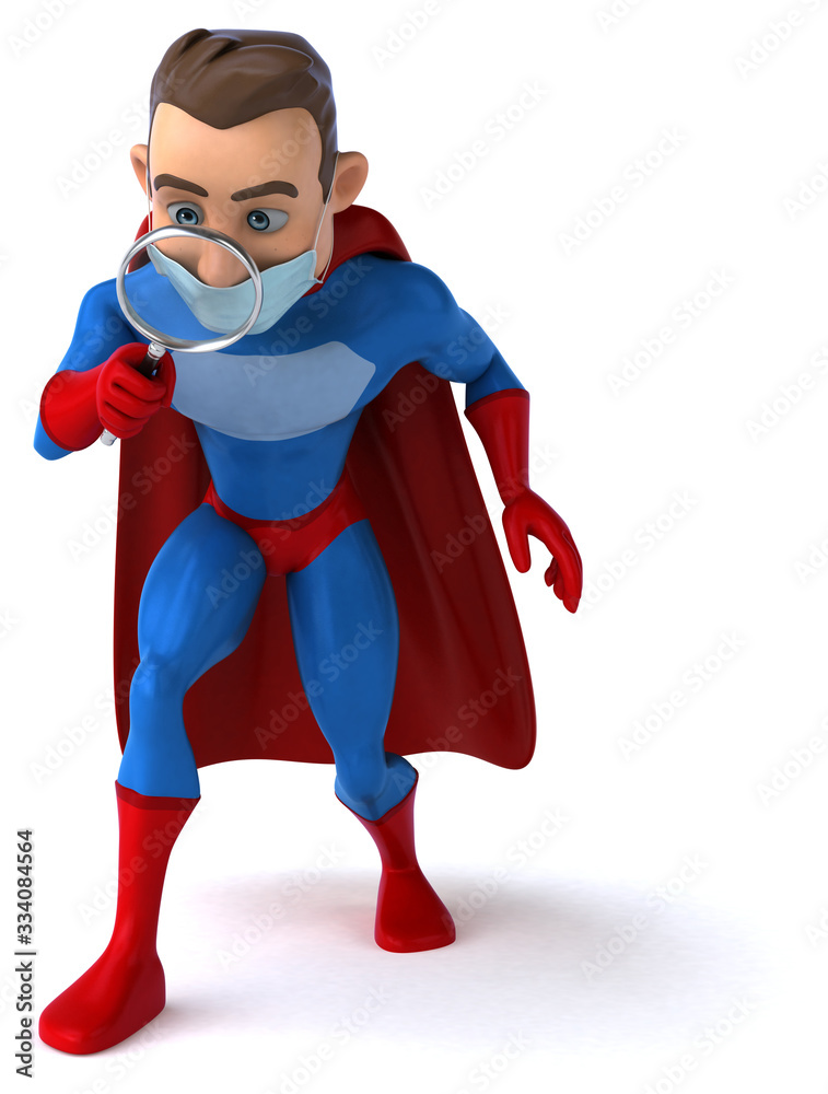 3D illustration of a cartoon character with a mask