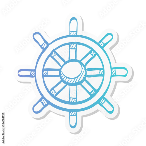 Sticker style icon - Ship steer wheel