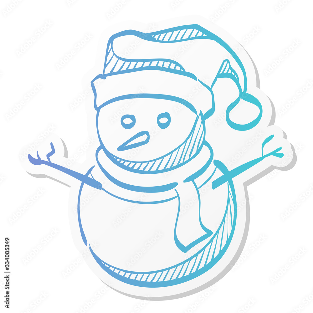 Sticker style icon - Snowman