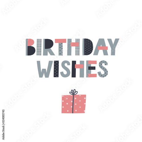 Birthday wishes celebrate lettering postcard