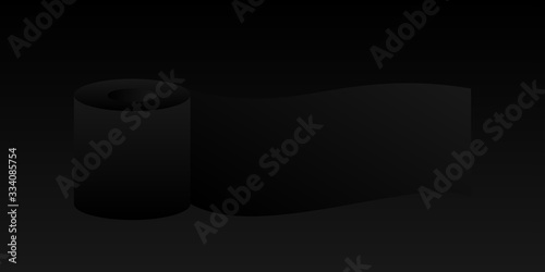 Black on black toilet paper art. Glowing gradient deficit concept vector illustration.