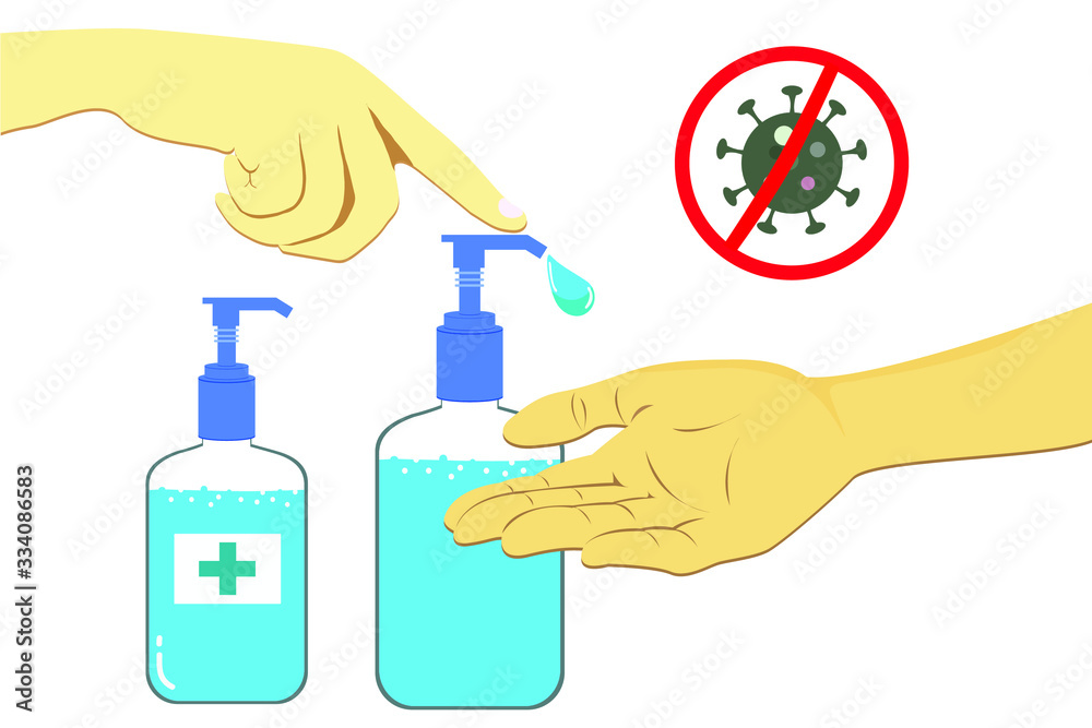 wash hand with acohol gel sanitizer, infection control concept. Sanitizer to prevent colds, virus, Coronavirus,vector illustration. wash hand with acohol gel sanitizer, infection control concept. Sanitizer to prevent colds, virus, Coronavirus,vector illustration.