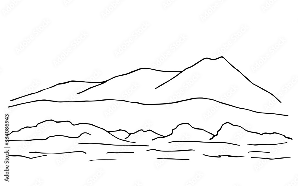 Handdrawn black outline simple vector drawing. The contour of the