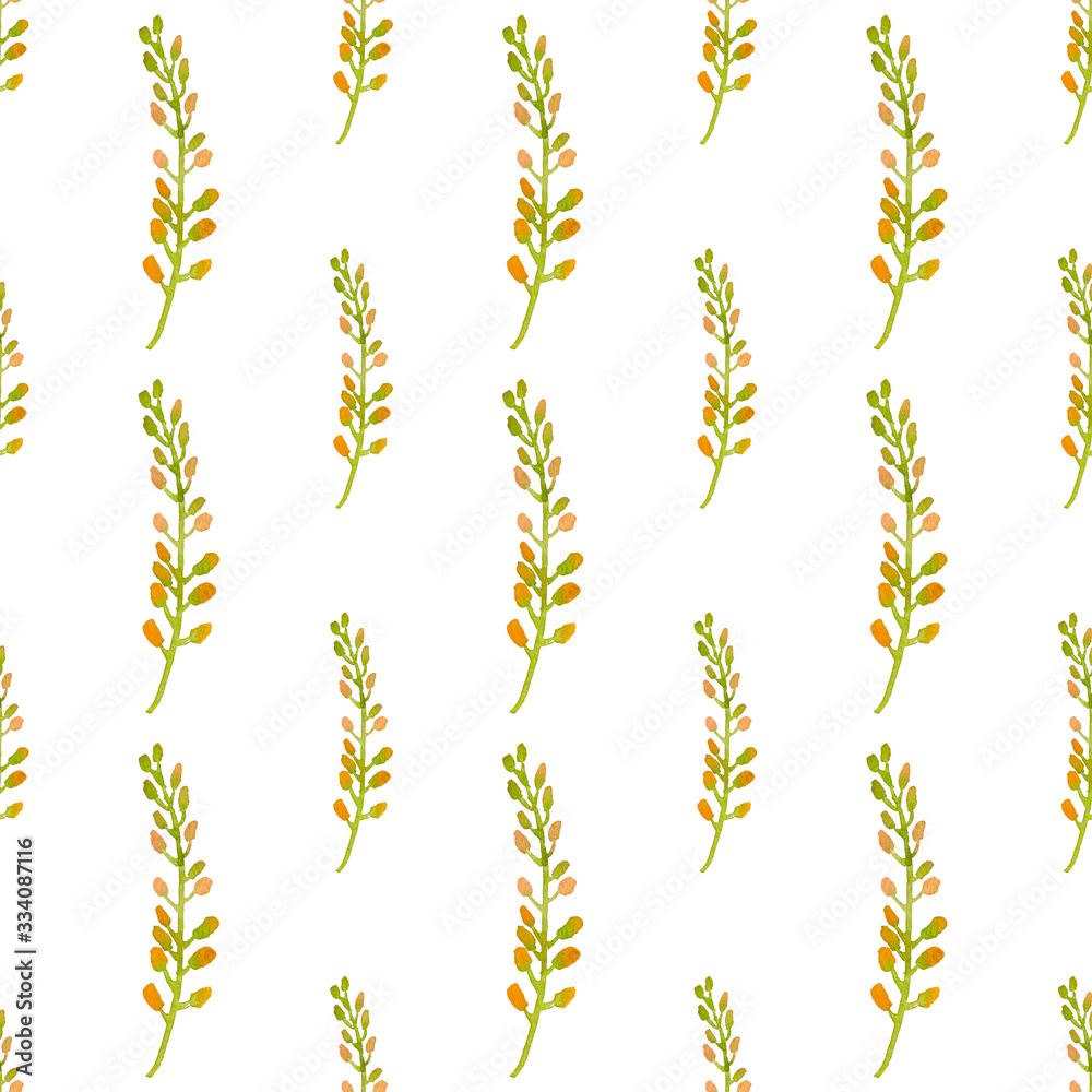 Hand drawn watercolor herbs with berries pattern Hand drawn watercolor herbs with berries pattern