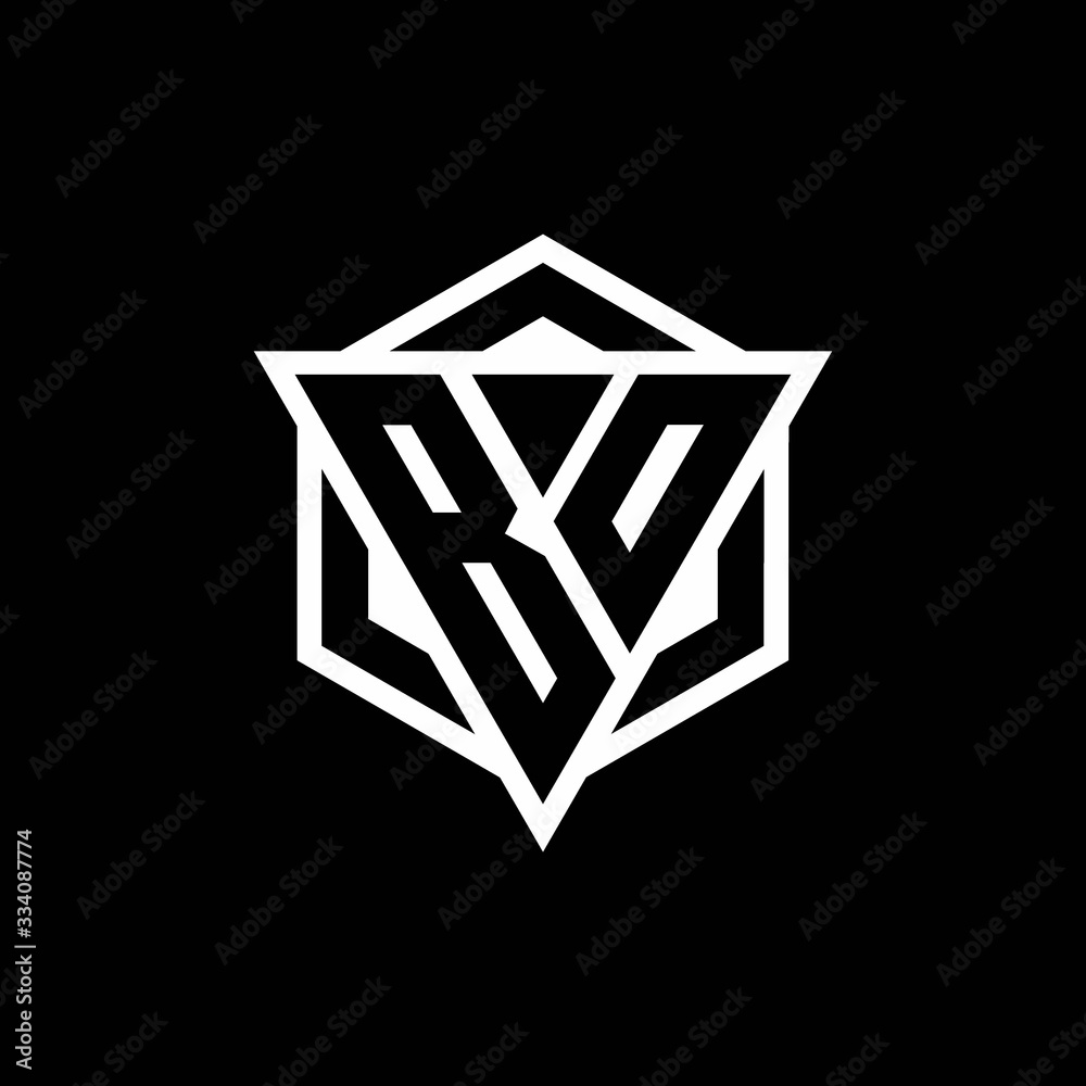 BO logo monogram with triangle and hexagon shape combination BO logo monogram with triangle and hexagon shape combination