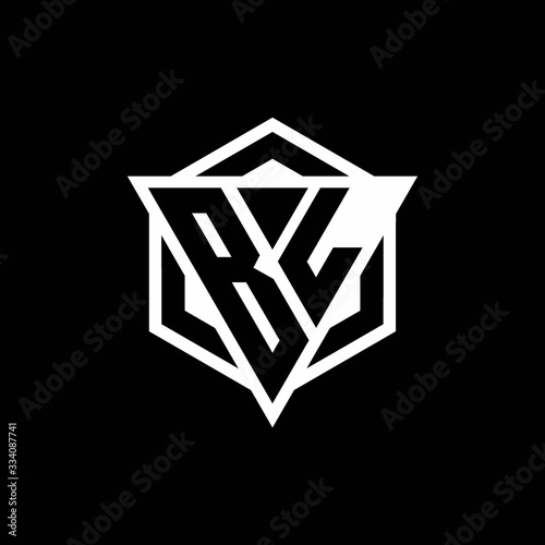 BL logo monogram with triangle and hexagon shape combination