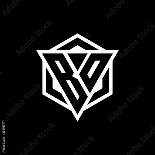BO logo monogram with triangle and hexagon shape combination
