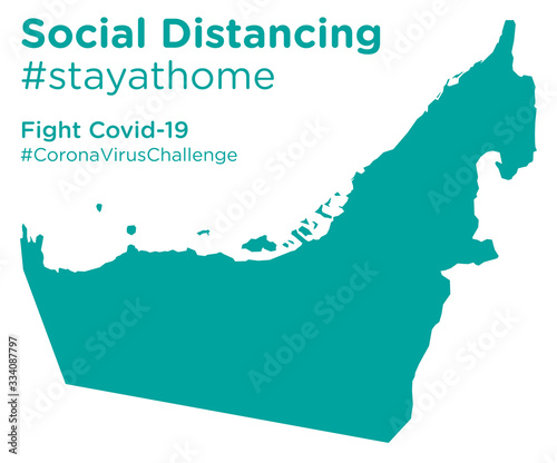 United Arab Emirates map with Social Distancing stayathome tag