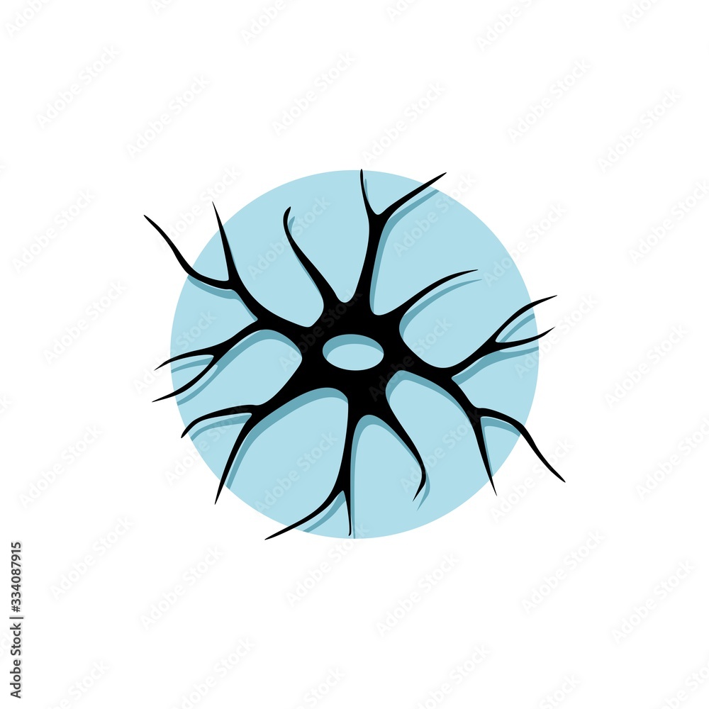 Nerve cell icon, flat sign for mobile concept and web design. Human Neuron glyph icon isolated on white background