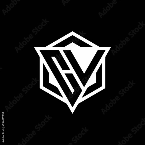 CV logo monogram with triangle and hexagon shape combination
