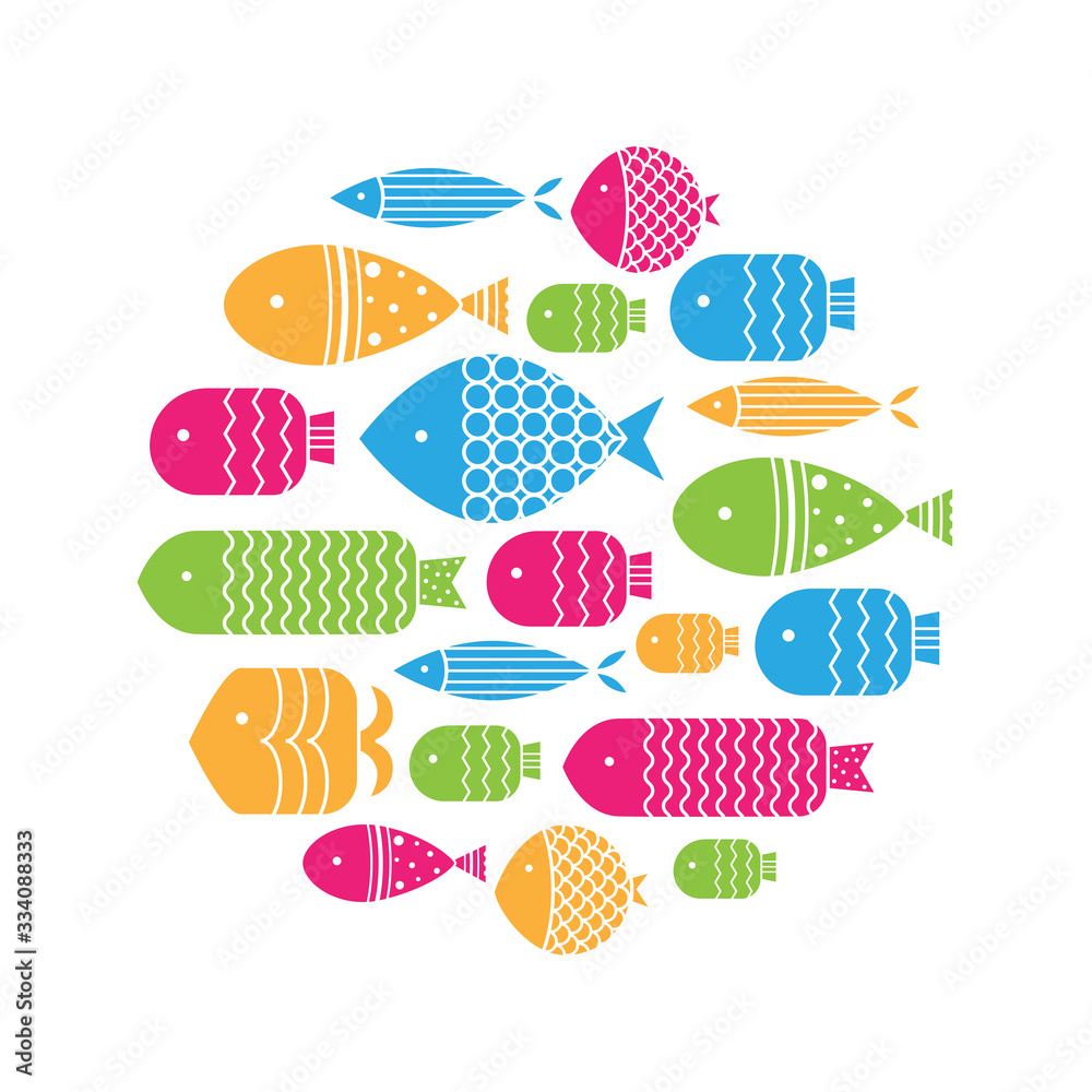 Fish. Card. Cute illustration.