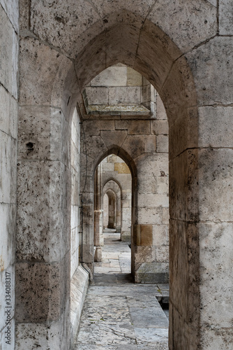 Walk through the facade of the gothic Cathedral of Regensburg in Bavaria, Germany