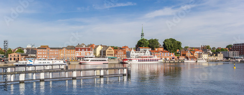 Panorama of the Schlei river and historic city Kappeln, Germany
