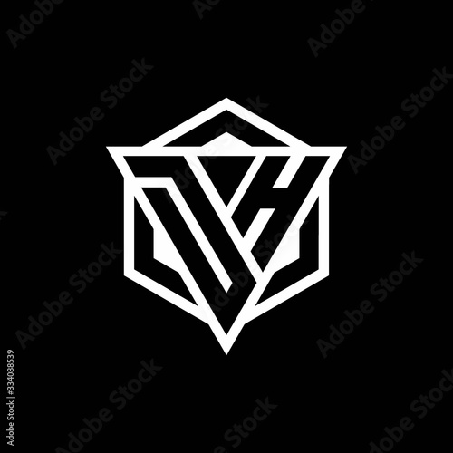 DH logo monogram with triangle and hexagon shape combination