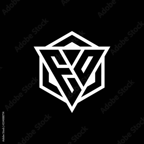 EO logo monogram with triangle and hexagon shape combination
