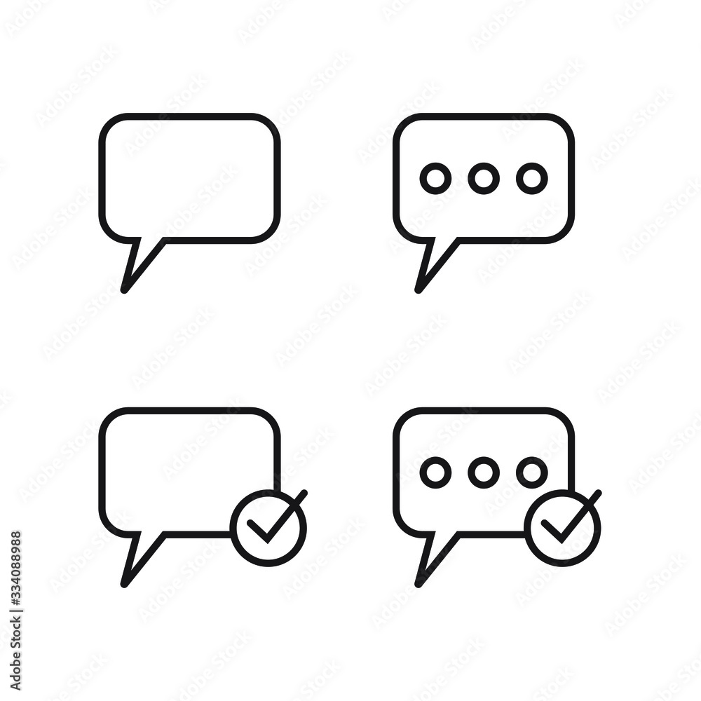 Chat and speech bubble icons set on white background. Chat and speech bubble icons set on white background.