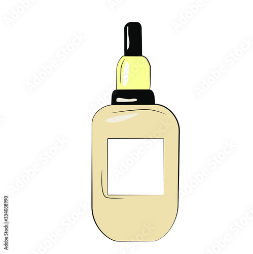 container for foundation or bb and cc cream. Illustration of beige plastic tube and transparent glass bottle with dispenser. Vector blank template of packaging for cosmetic product