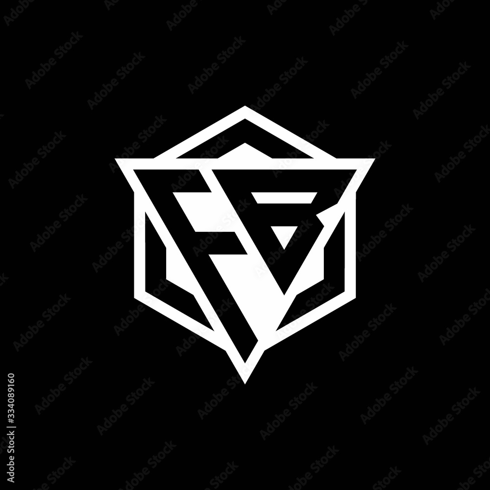 FB logo monogram with triangle and hexagon shape combination FB logo monogram with triangle and hexagon shape combination