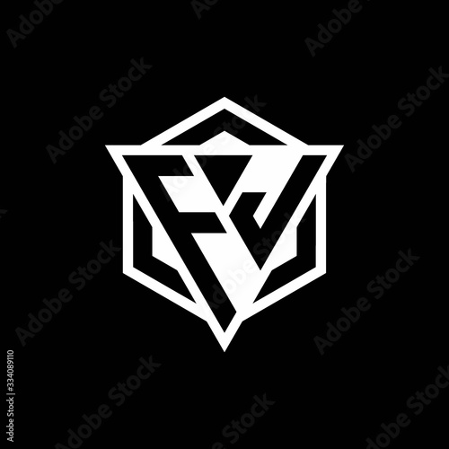 FJ logo monogram with triangle and hexagon shape combination