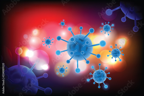 Covic-19 virus New species of germs coming from China. on Colorful bokeh background.