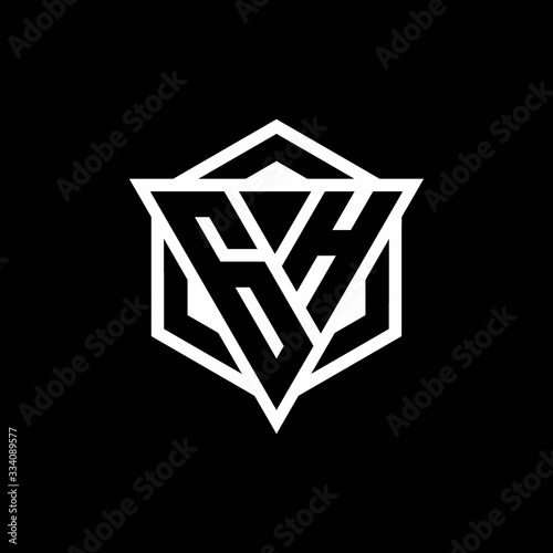 GH logo monogram with triangle and hexagon shape combination