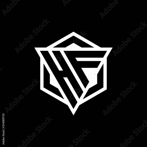 HF logo monogram with triangle and hexagon shape combination