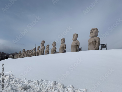 Statues in the snow photo