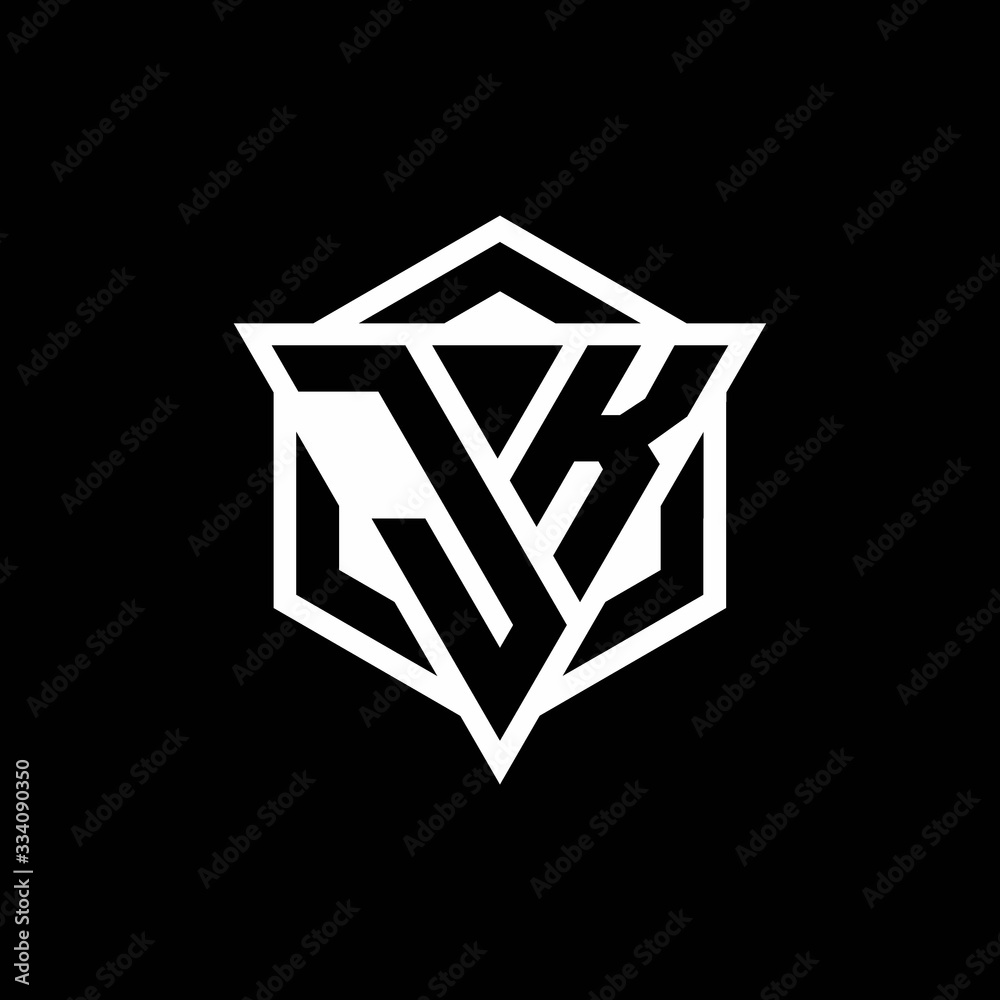JK logo monogram with triangle and hexagon shape combination JK logo monogram with triangle and hexagon shape combination