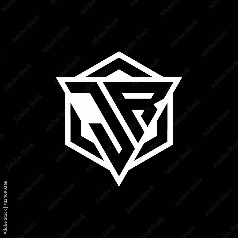 JR logo monogram with triangle and hexagon shape combination JR logo monogram with triangle and hexagon shape combination