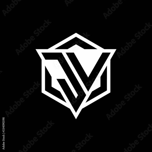 JV logo monogram with triangle and hexagon shape combination