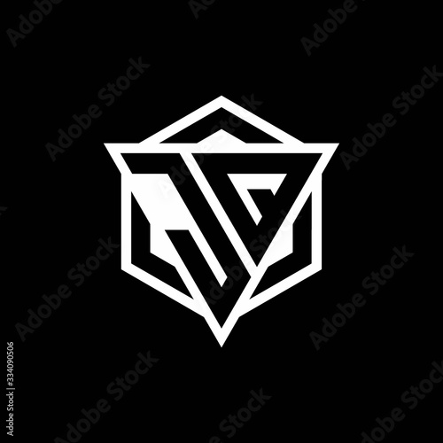 JQ logo monogram with triangle and hexagon shape combination