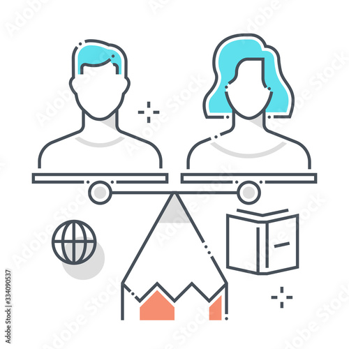 Divorce related color line vector icon, illustration