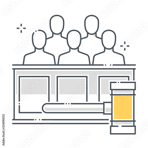 Jury related color line vector icon, illustration