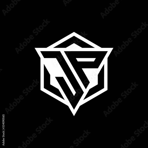 JP logo monogram with triangle and hexagon shape combination