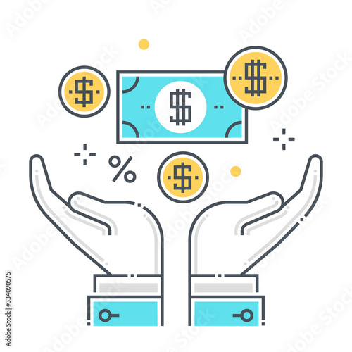Wealth related color line vector icon, illustration