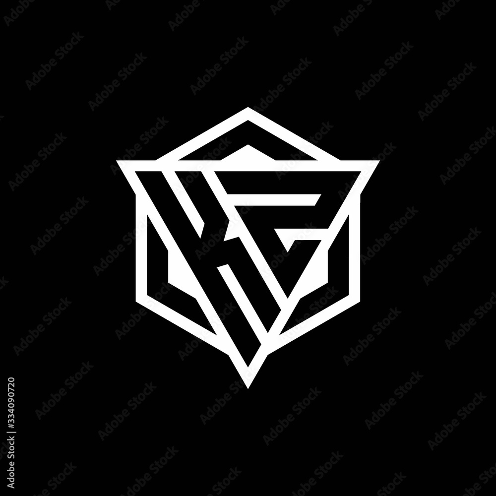 KZ logo monogram with triangle and hexagon shape combination KZ logo monogram with triangle and hexagon shape combination