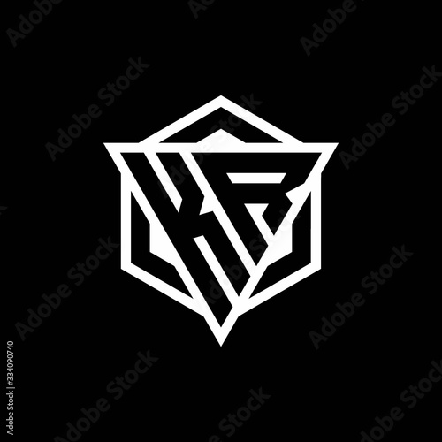 KR logo monogram with triangle and hexagon shape combination