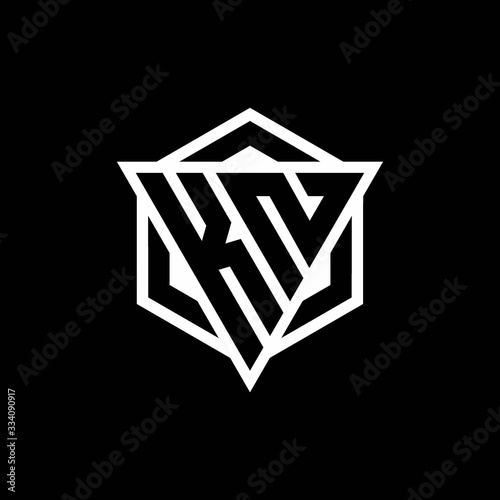 KN logo monogram with triangle and hexagon shape combination